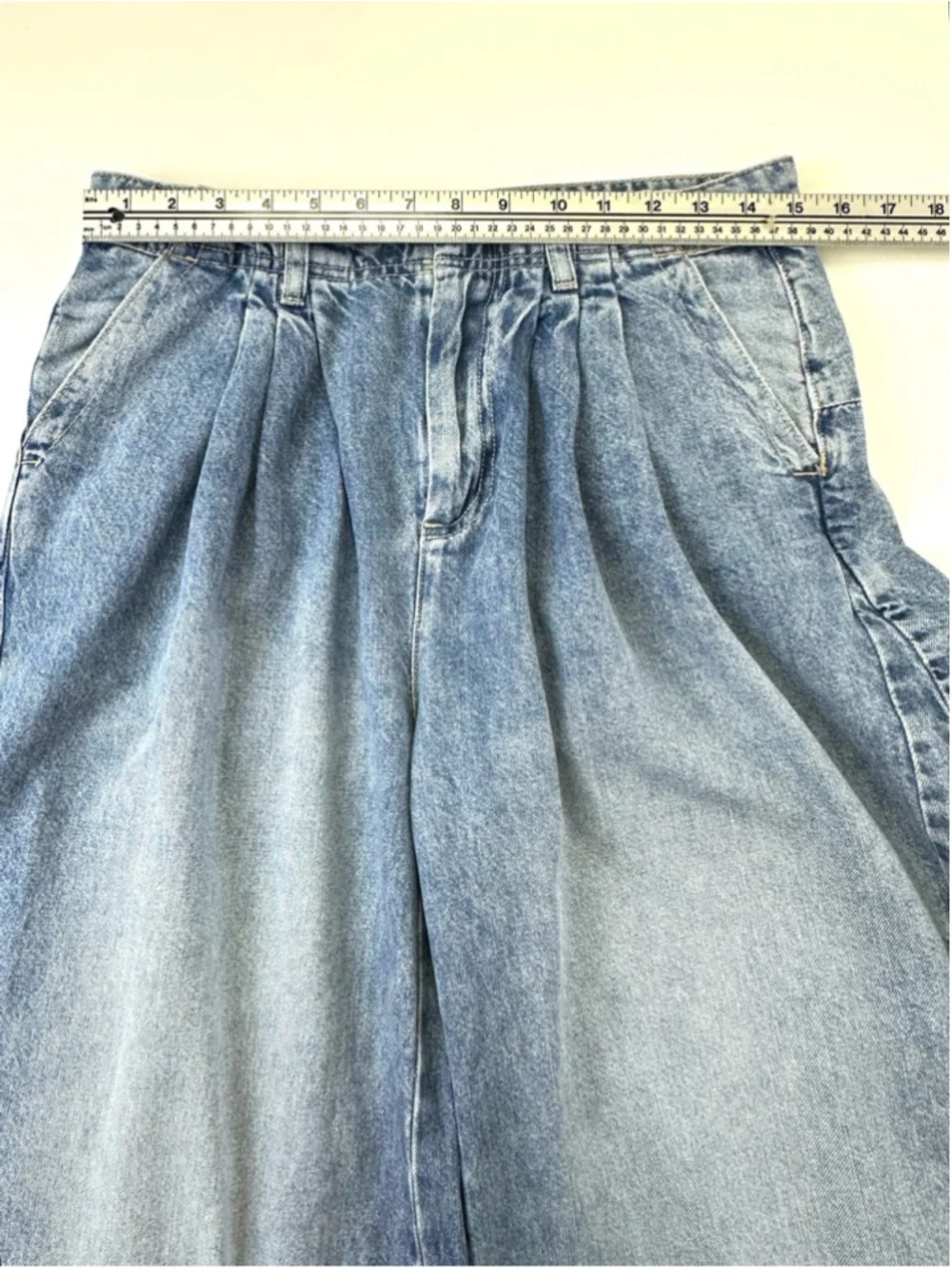 Free People We The Free Equinox Wide Leg Pleated Jeans 28 Blue 100% Cotton